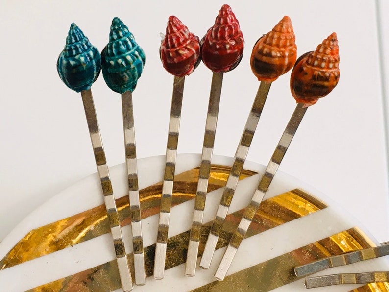 Hot Pink Seashell Bobby Hair Pin and Ring Set Shell Hair Etsy