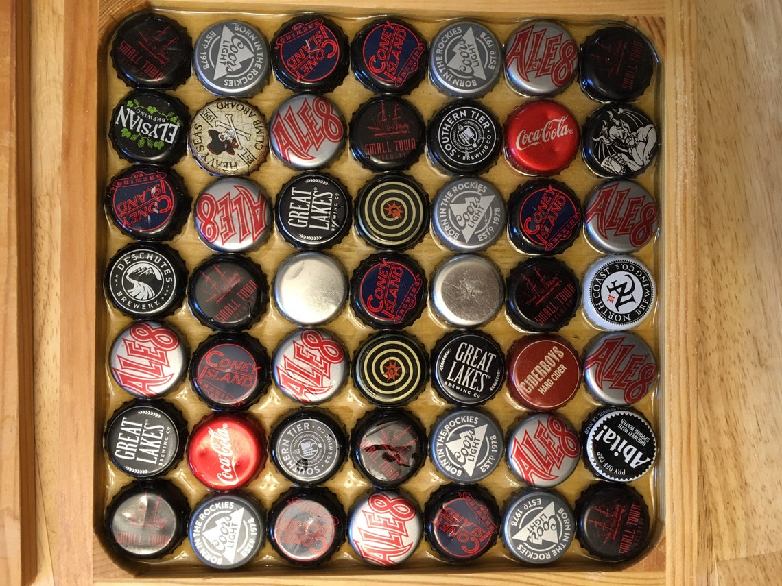 Upcycled Beer Bottle Cap Tray Recycled Bottecap Home Bar Etsy