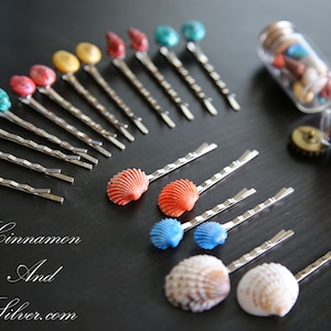 Colorful Seashell Bobby Hair Pin Sets, Mermaid Shell Hair Accessory, Bridesmaid Hair for Beach Wedding, Multicolored Shell Hair Pins