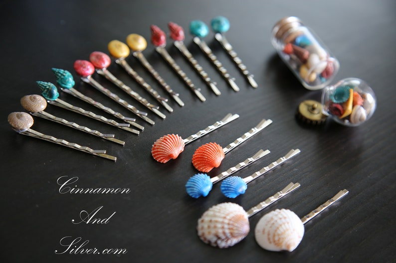 Hot Pink Seashell Bobby Hair Pin and Ring Set Shell Hair Etsy