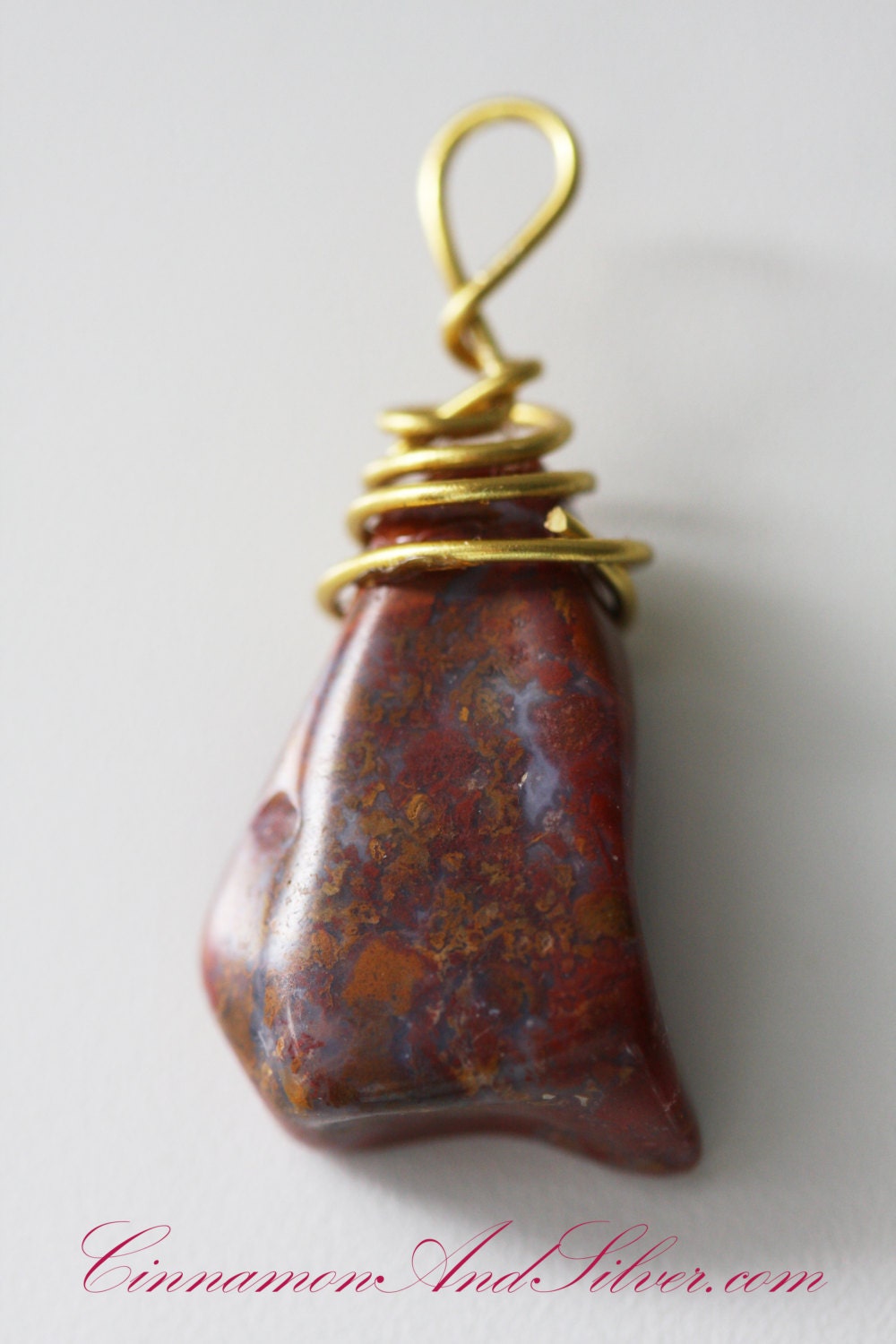 Red Tumbled Jasper Stone Pendant Simple Uni Red Tumbled Jasper Stone Pendant Simple Uni Necklace