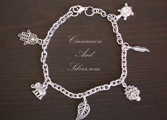 Peacock shop charm bracelet
