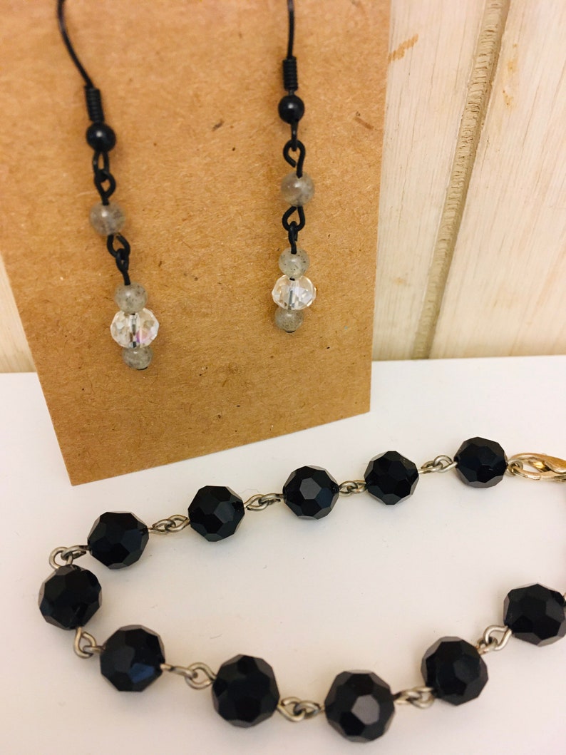 Labradorite Crystal Earrings, Gray Victorian Vintage Labradorite Dangle Earrings for Prom & Special Occasions, Grey Gemstone Earrings image 5