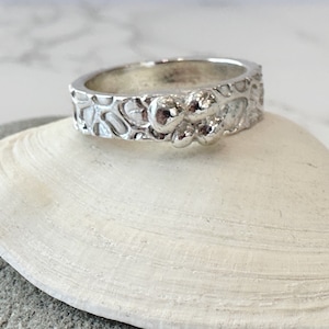 Handmade Rare Find Fine Silver Metal Clay Texture Statement Stackable Ring