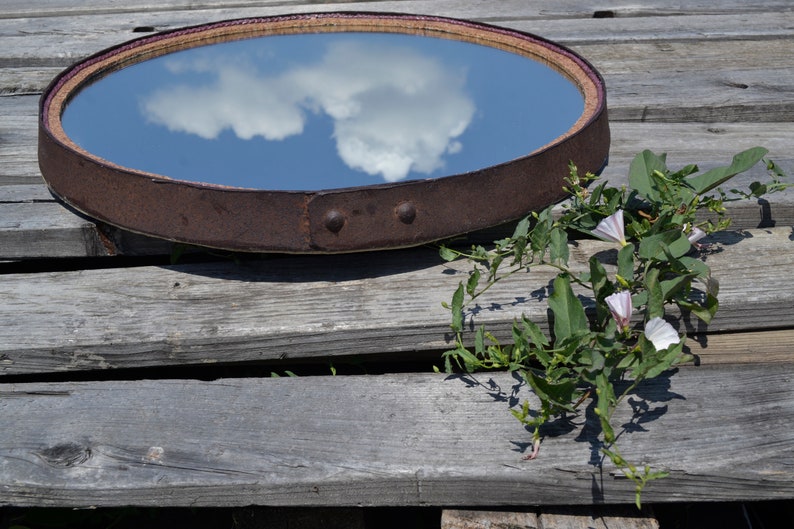 Large Wine Barrel Ring Decorative Wall Mirror Round
