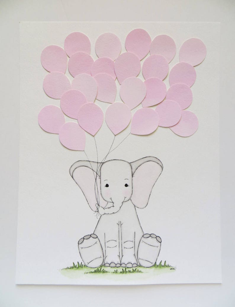 Baby Shower Guest Book Elephant Painting Alternative Baby Etsy
