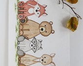Watercolor painting, nursery art, woodland animals, original painting, kids room art