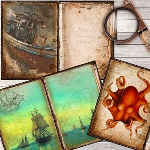 Pages vintage imprimables de journal de rebut nautique |  Papier maritime en téléchargement numérique pour un livre de 5 x 7 pouces