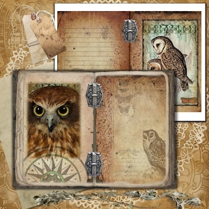 Rustic Owl Junk Journal Pages – Woodland Digital Paper Pack for Scrapbooking, Nature-Themed Crafting, Forest Ephemera for Junk Journals