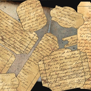 Paquete de efímeras vintage digitales para diario basura/guión manuscrito imprimible para álbum de recortes