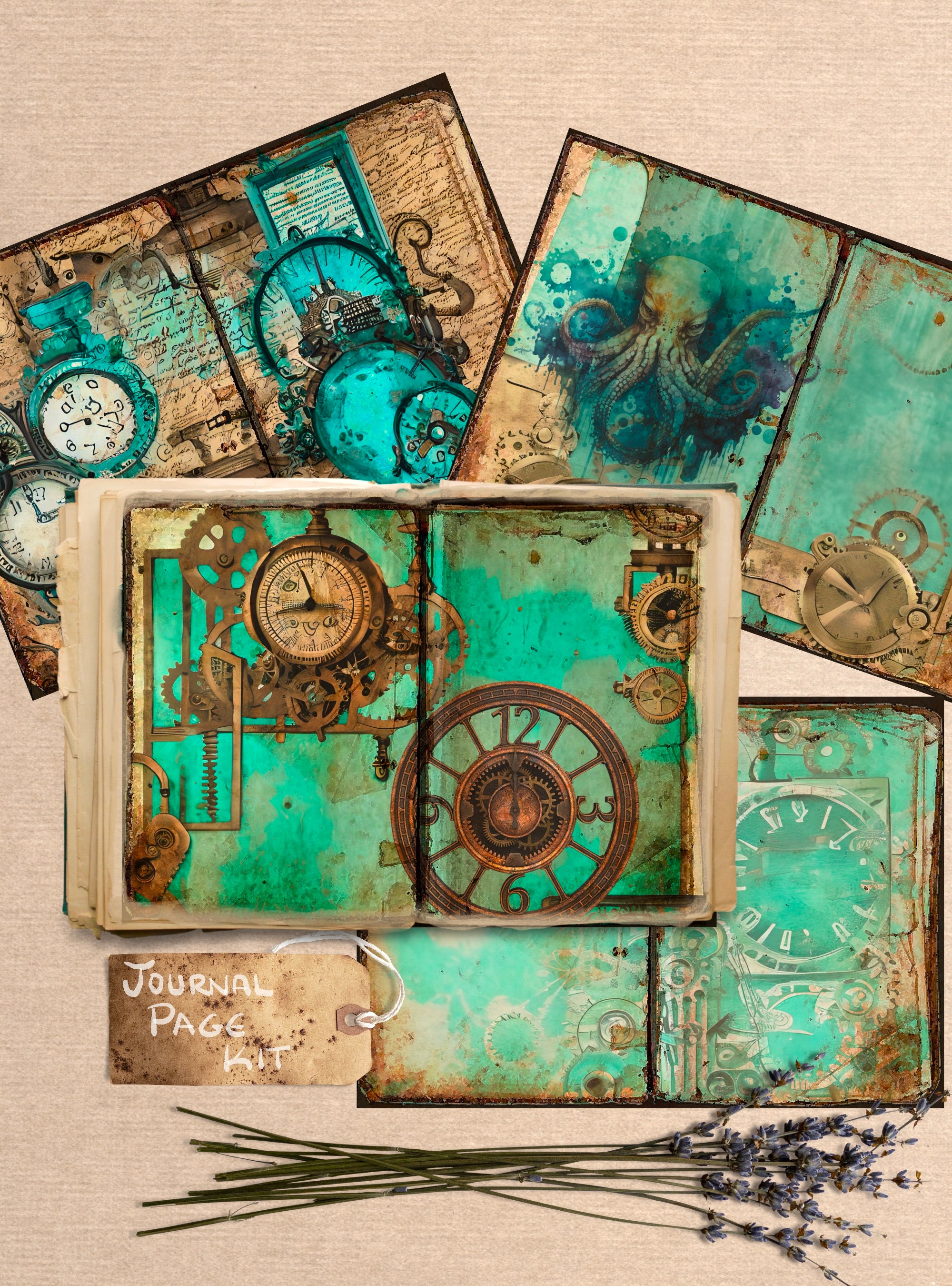 STEAMPUNK Junk Journal Printable 5x7 Page Grunge Industrial Ephemera ...