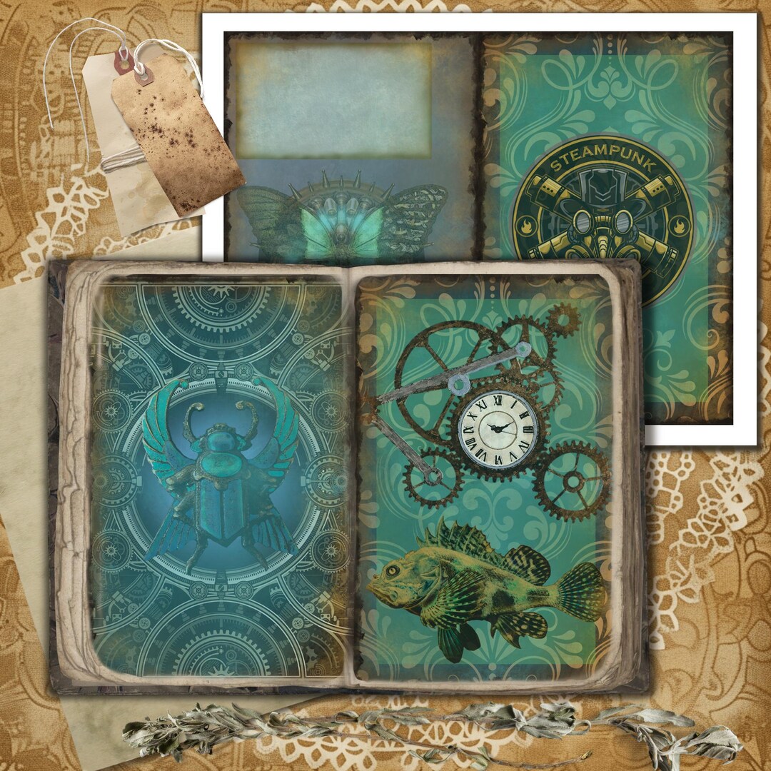 Digital Steampunk Junk Journal Mechanical Era Page Printable Industrial ...