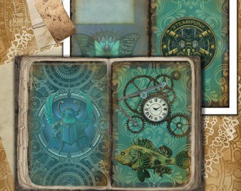 Journal numérique steampunk de l'époque mécanique, page imprimable pour scrapbooking industriel, téléchargement papier Steampunk grunge, impression d'artisanat, bricolage