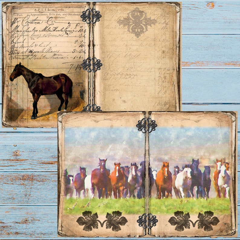 Horse Themed Digital Junk Journal Pages Equine Paper as Etsy Canada