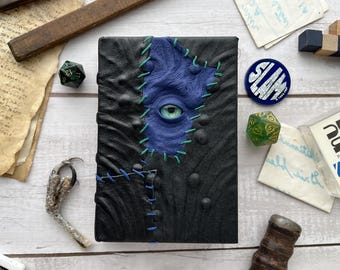 Small blue grimoire - small size - fantasy book sketchbook - creepy blank  journal necronomicon nec