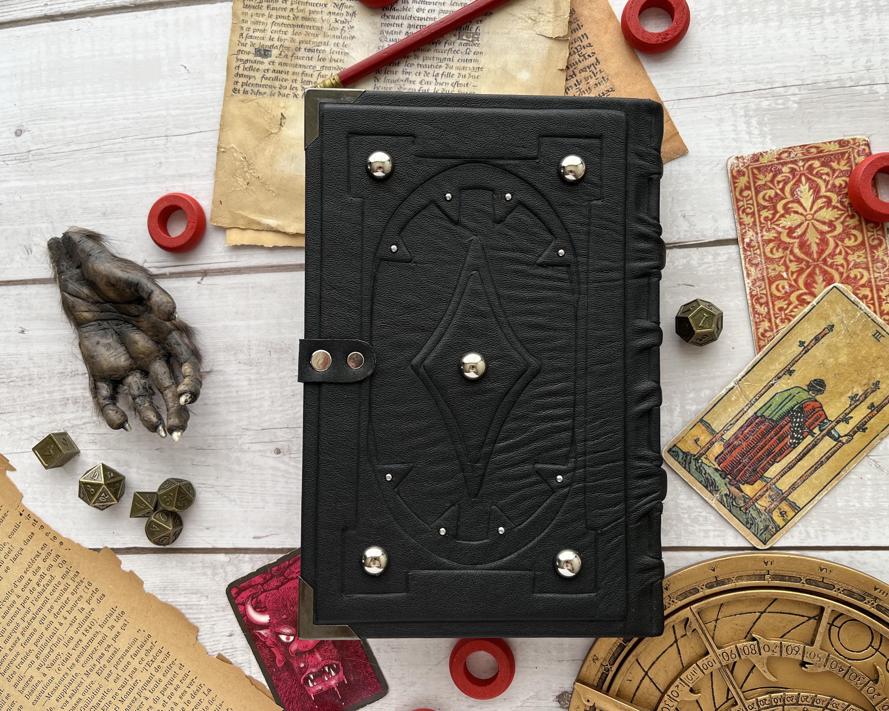 The Necromancer's Black Grimoire - Black Leather Book – Silver