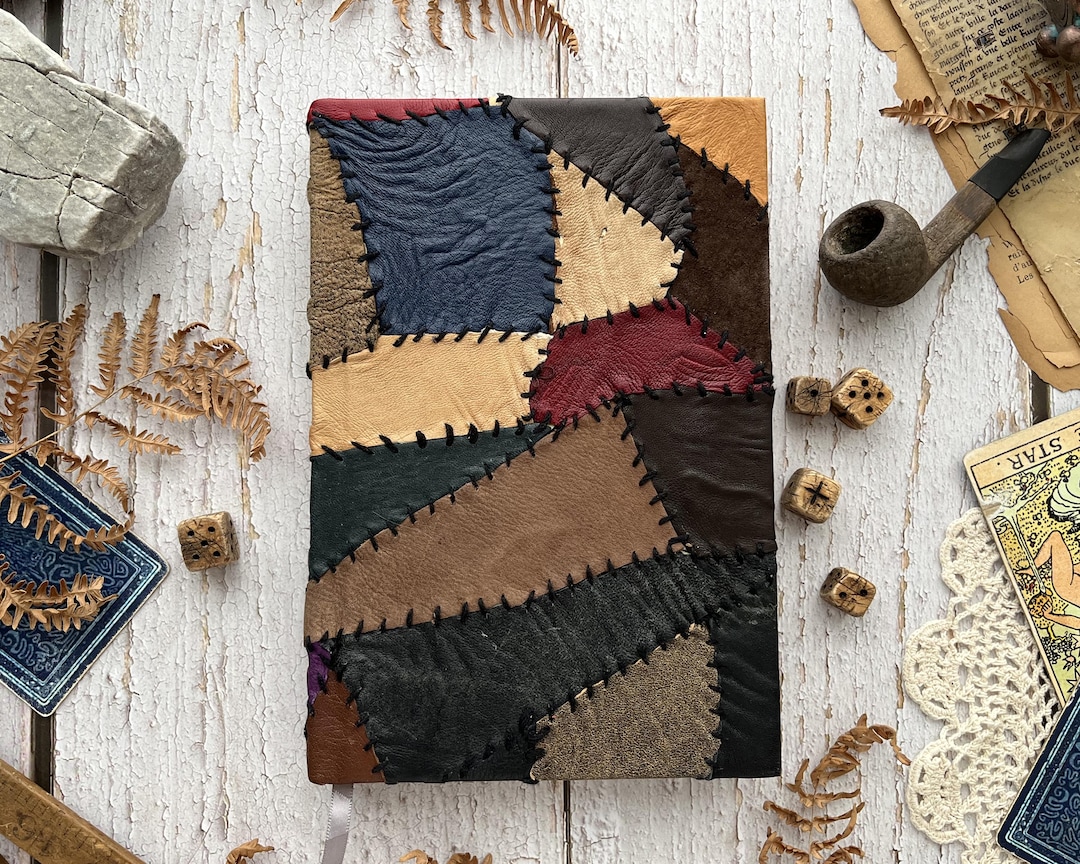 The Patchwork Notebook - Medium Size Leather Journal – RULED Pages ...