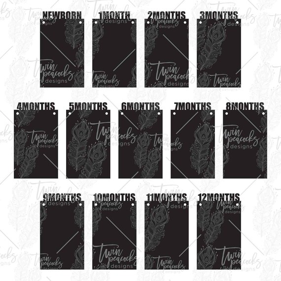 Download Free First Birthday Monthly Photo Banner 4x6 Vertical Layout Cut Etsy SVG Cut Files
