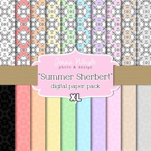 Sommer Sherbert - XL 24 x 24 "digitalem Papier Pack-20 Seiten