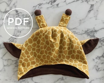 Giraffe Baby Hat-- Kids Dress Up-- Baby Girl Hat-- Baby Boy Hat-- Giraffe Hat-- PDF sewing pattern-- Kids Pretend Play--Animal Ear Hat