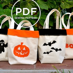 Halloween Bag-- Bag Sewing Pattern-- Halloween Treat Bags-- Candy Bag-- Kids Halloween Bag-- Kids Tote