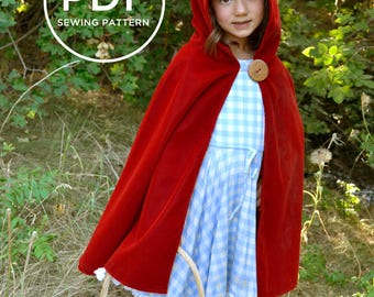 Kids Costume Cape-- Cape Sewing Pattern-- Girls PDF Sewing Pattern-- Pretend Play-- Kids Dress Up-- Halloween Cape-- Girls Dress Up