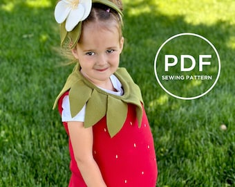 Kids Strawberry Costume-- Toddler Costume-- Kids PDF Sewing Pattern-- Pretend Play-- Kids Dress Up-- Kids Halloween Costume- PDF Strawberry