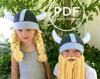 Viking Costume-- Pretend Play-- Kids Dress Up-- Kids Halloween Costume-- Kids PDF Sewing Pattern-- Kids Carnival Costume--Viking Hat-- Adult