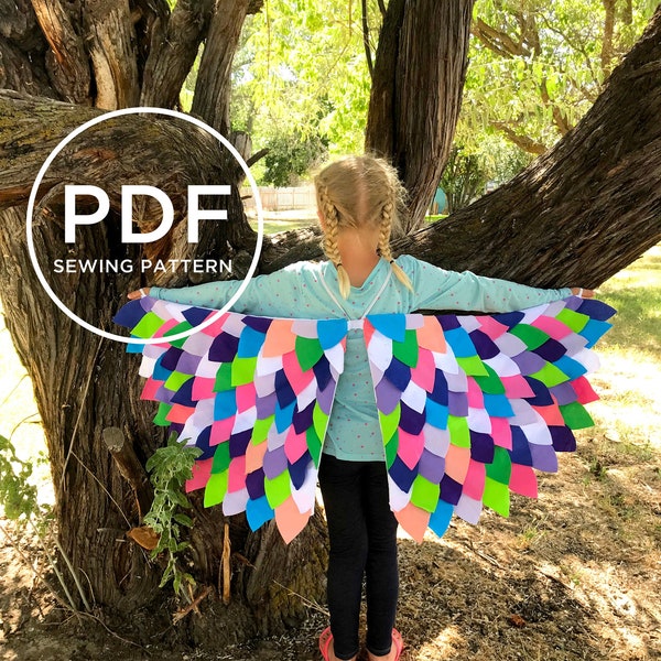 Bird Wings-- Bird Feathers-- -- Pretend Play-- Kids Dress Up-- Kids Halloween Costume-- Kids PDF Sewing Pattern-- Kids Carnival Costume