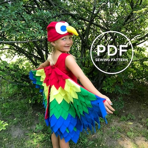 Kids Parrot Costume-- Pretend Play-- Kids Dress Up-- Kids Halloween Costume-- Kids PDF Sewing Pattern-- Kids Carnival Costume