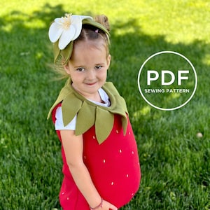 Kids Strawberry Costume-- Toddler Costume-- Kids PDF Sewing Pattern-- Pretend Play-- Kids Dress Up-- Kids Halloween Costume- PDF Strawberry