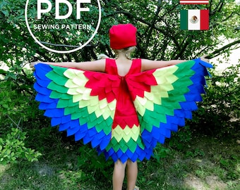 Kids Parrot Costume-- Pretend Play-- Kids Dress Up-- Kids Halloween Costume-- Kids PDF Sewing Pattern-- Kids Carnival Costume