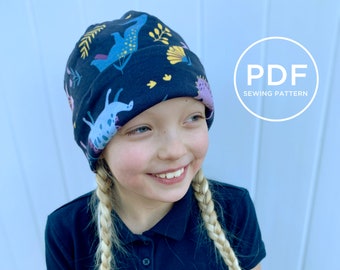 Simple Knit Hat, Toddler Hat, Stretchy Beanie, Easy Beanie Pattern, Toque Pattern, PDF Sewing, Kids Hat, Simple Sewing Pattern