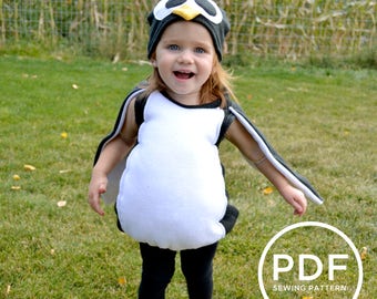 Kids Penguin Costume--Boys PDF Sewing-- Girls PDF Sewing Pattern-- Pretend Play-- Kids Dress Up-- Kids Halloween Costume-- Girls Dress Up