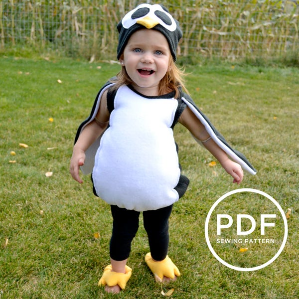 Kids Penguin Costume--Boys PDF Sewing-- Girls PDF Sewing Pattern-- Pretend Play-- Kids Dress Up-- Kids Halloween Costume-- Girls Dress Up