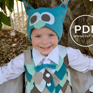 Kids Owl Costume-- Pretend Play-- Kids Dress Up-- Kids Halloween Costume-- Boys Sewing Pattern-- Kids Carnival Costume-- Boys PDF Pattern--