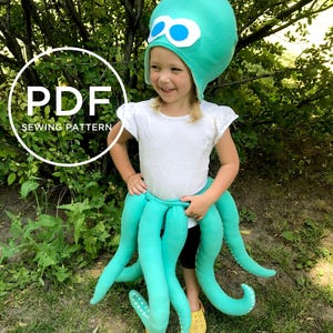 Kids Octopus Costume-- Pretend Play-- Kids Dress Up-- Kids Halloween Costume-- Kids PDF Sewing Pattern-- Kids Carnival Costume image 2