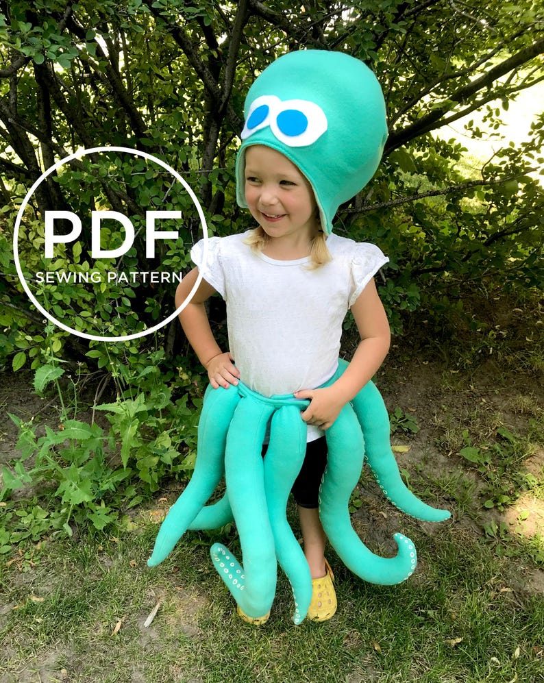 Kids Octopus Costume-- Pretend Play-- Kids Dress Up-- Kids Halloween Costume-- Kids PDF Sewing Pattern-- Kids Carnival Costume image 2