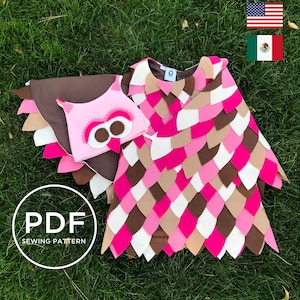 Kids Owl Costume-- Pretend Play-- Kids Dress Up-- Kids Halloween Costume-- Girl Sewing Pattern-- Kids Carnival Costume-- Girls PDF Pattern--
