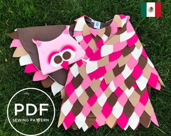 Kids Owl Costume-- Pretend Play-- Kids Dress Up-- Kids Halloween Costume-- Girl Sewing Pattern-- Kids Carnival Costume-- Girls PDF Pattern--