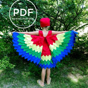 Kids Parrot Costume-- Pretend Play-- Kids Dress Up-- Kids Halloween Costume-- Kids PDF Sewing Pattern-- Kids Carnival Costume image 2