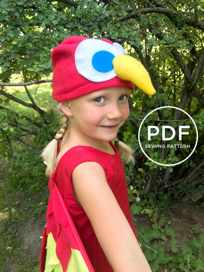 Kids Parrot Costume-- Pretend Play-- Kids Dress Up-- Kids Halloween Costume-- Kids PDF Sewing Pattern-- Kids Carnival Costume image 3