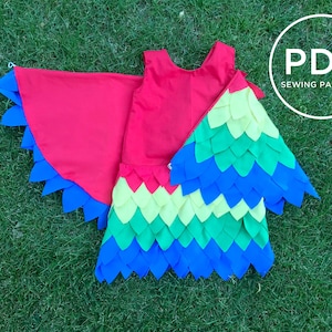 Kids Parrot Costume-- Pretend Play-- Kids Dress Up-- Kids Halloween Costume-- Kids PDF Sewing Pattern-- Kids Carnival Costume image 4