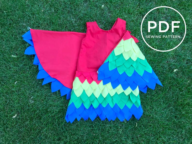 Kids Parrot Costume-- Pretend Play-- Kids Dress Up-- Kids Halloween Costume-- Kids PDF Sewing Pattern-- Kids Carnival Costume image 4