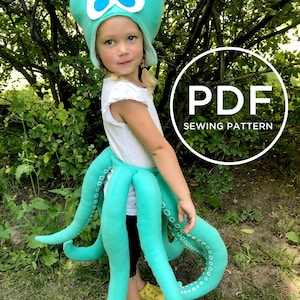 Kids Octopus Costume-- Pretend Play-- Kids Dress Up-- Kids Halloween Costume-- Kids PDF Sewing Pattern-- Kids Carnival Costume image 4