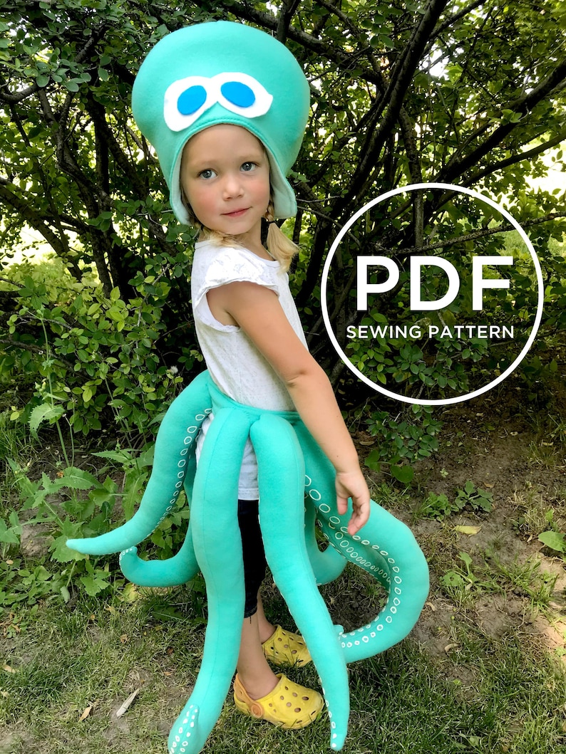 Kids Octopus Costume-- Pretend Play-- Kids Dress Up-- Kids Halloween Costume-- Kids PDF Sewing Pattern-- Kids Carnival Costume image 4