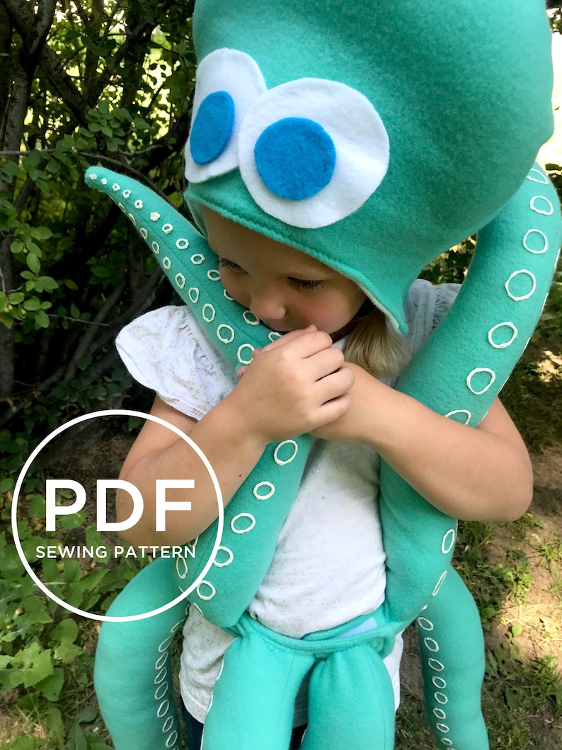 Kids Octopus Costume-- Pretend Play-- Kids Dress Up-- Kids Halloween Costume-- Kids PDF Sewing Pattern-- Kids Carnival Costume image 5