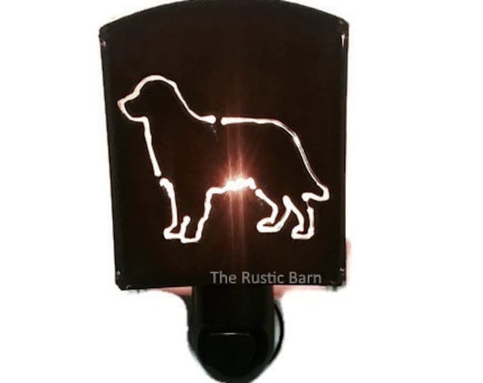 Featured listing image: GOLDEN RETRIEVER dog nightlight night light made of Rustic Rusty Rusted Recycled Metal