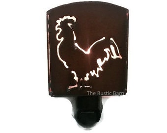 ROOSTER farm animal nightlight night light made of Rustic Rusty Rusted Recycled Metal Retail or Wholesale