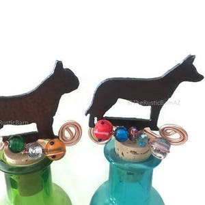 FRENCHIE French Bulldog and Australian CATTLE Dog Rusty Rustic Rusted Metal Decorative Wine Bottle Cork Stopper Topper also wholesale